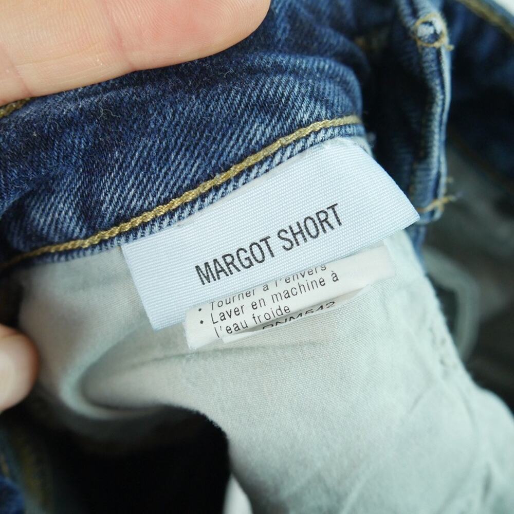 Paige Margot Short Size 23 High Rise Denim Blue Jean Short Shorts Distressed - Picture 9 of 10